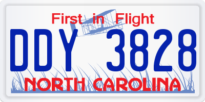 NC license plate DDY3828