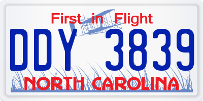 NC license plate DDY3839