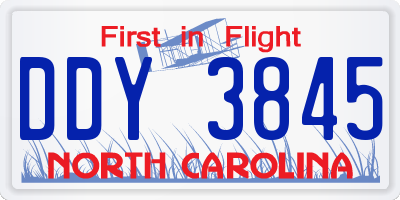 NC license plate DDY3845