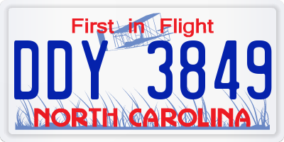 NC license plate DDY3849