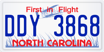 NC license plate DDY3868