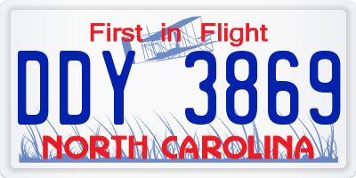 NC license plate DDY3869