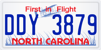 NC license plate DDY3879