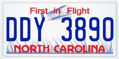 NC license plate DDY3890