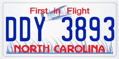 NC license plate DDY3893