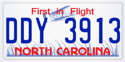 NC license plate DDY3913