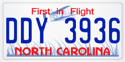 NC license plate DDY3936