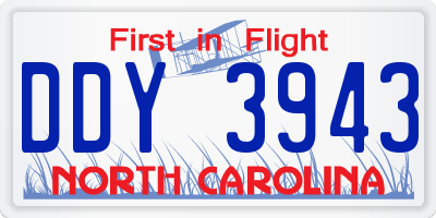 NC license plate DDY3943