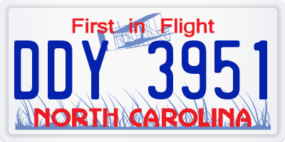 NC license plate DDY3951
