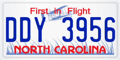 NC license plate DDY3956