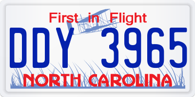 NC license plate DDY3965