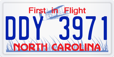 NC license plate DDY3971