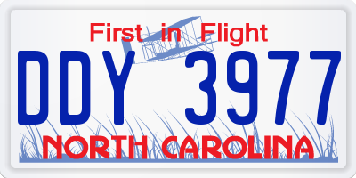 NC license plate DDY3977