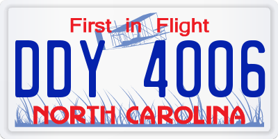 NC license plate DDY4006