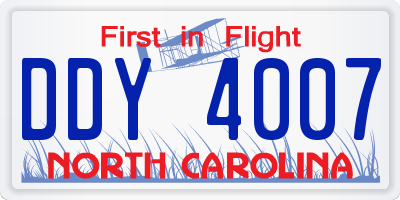 NC license plate DDY4007