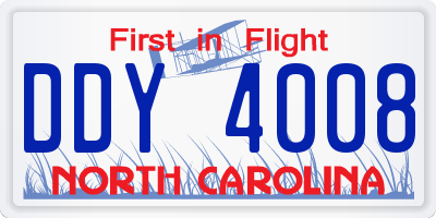 NC license plate DDY4008