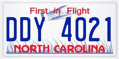 NC license plate DDY4021