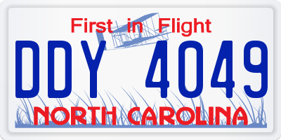 NC license plate DDY4049