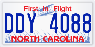 NC license plate DDY4088