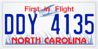 NC license plate DDY4135
