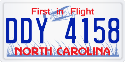 NC license plate DDY4158