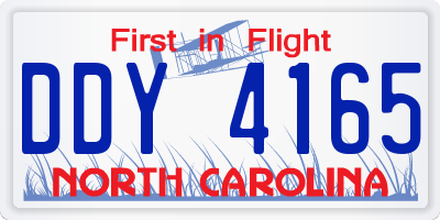 NC license plate DDY4165