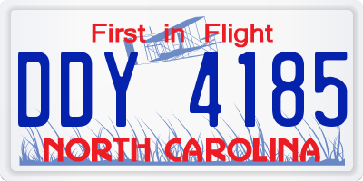 NC license plate DDY4185