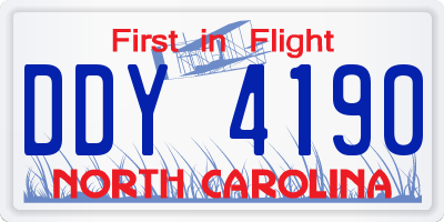 NC license plate DDY4190