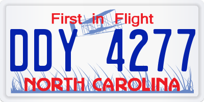 NC license plate DDY4277