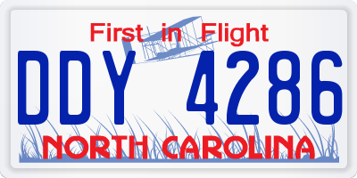 NC license plate DDY4286