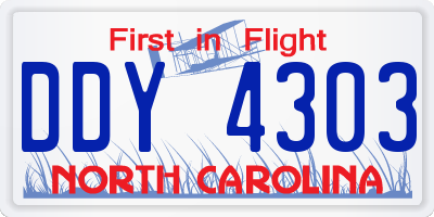 NC license plate DDY4303