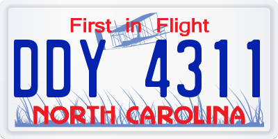 NC license plate DDY4311