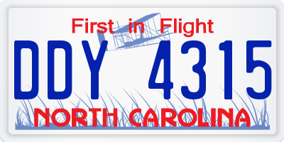 NC license plate DDY4315