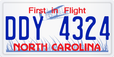NC license plate DDY4324