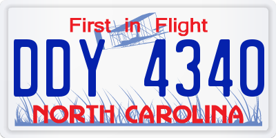 NC license plate DDY4340