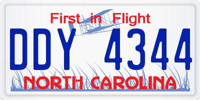 NC license plate DDY4344