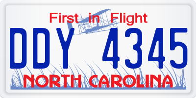 NC license plate DDY4345