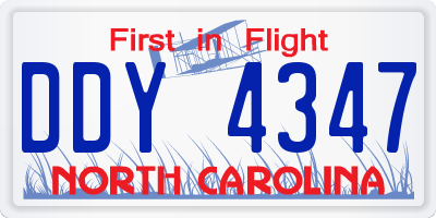 NC license plate DDY4347