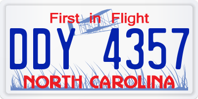 NC license plate DDY4357