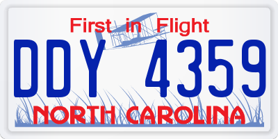 NC license plate DDY4359