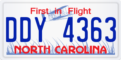 NC license plate DDY4363