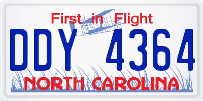 NC license plate DDY4364