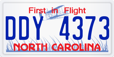 NC license plate DDY4373