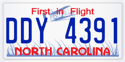 NC license plate DDY4391