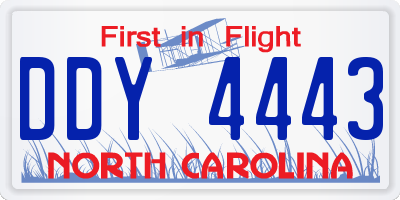 NC license plate DDY4443