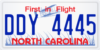 NC license plate DDY4445