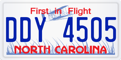 NC license plate DDY4505