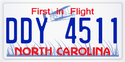 NC license plate DDY4511
