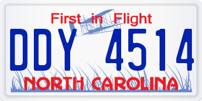 NC license plate DDY4514