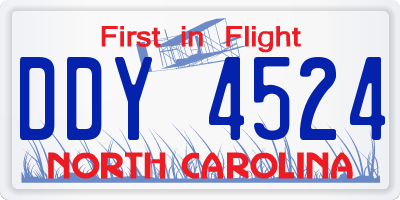 NC license plate DDY4524